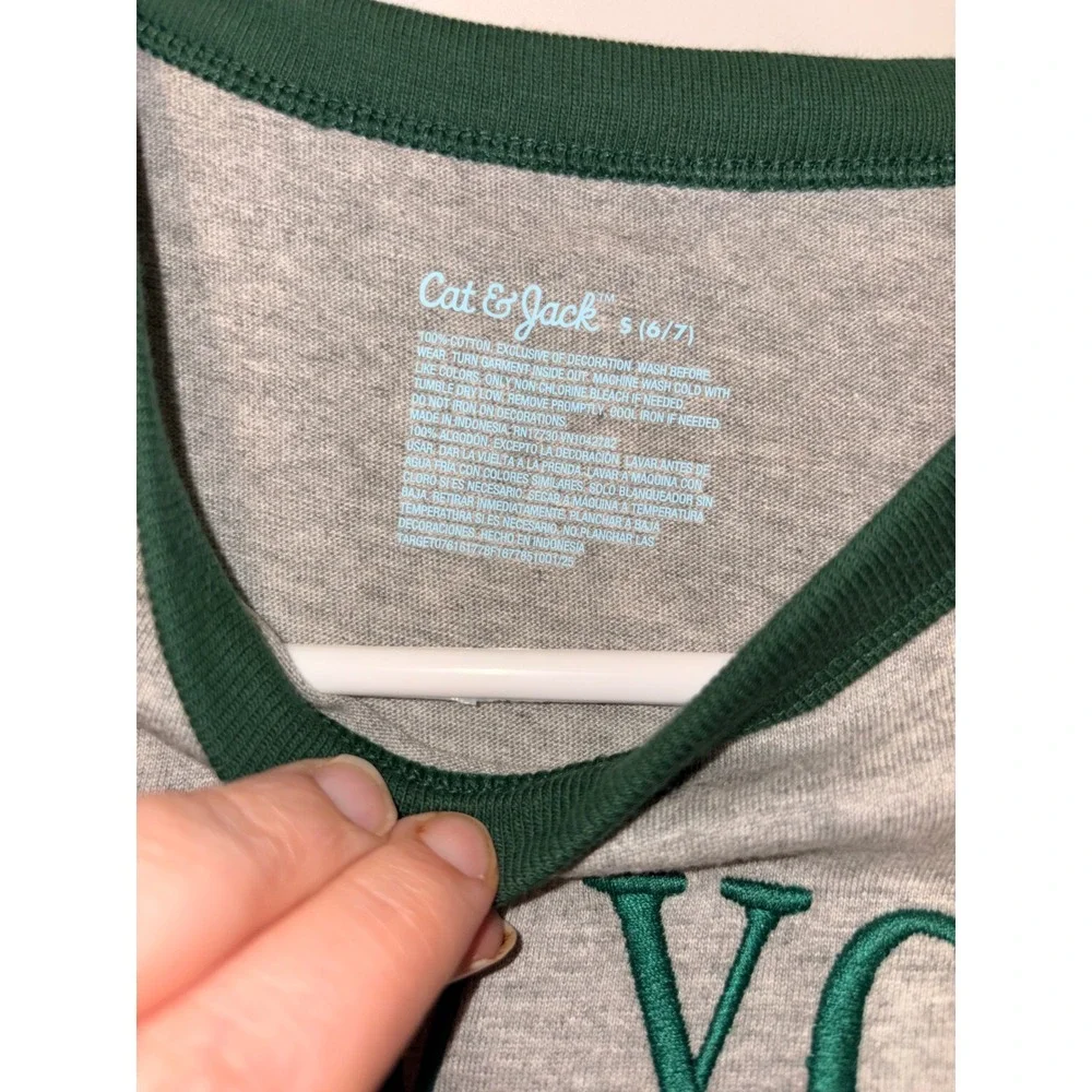 Cat & Jack Kids New York Athletics Ringer Tee Gray‎ Green S 6/7 NWT